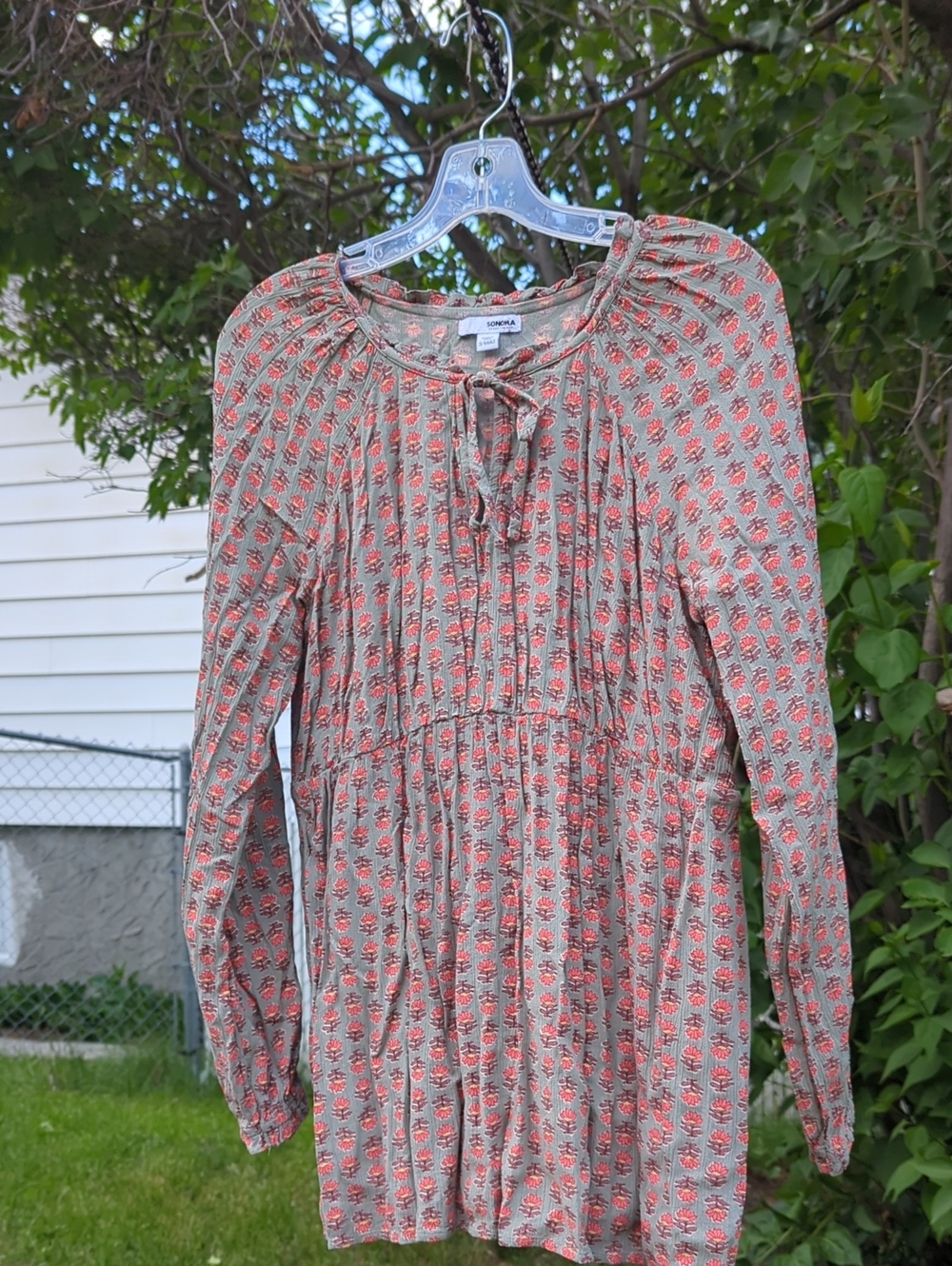 Sonoma Beige Maternity Tunic with Coral Floral Print